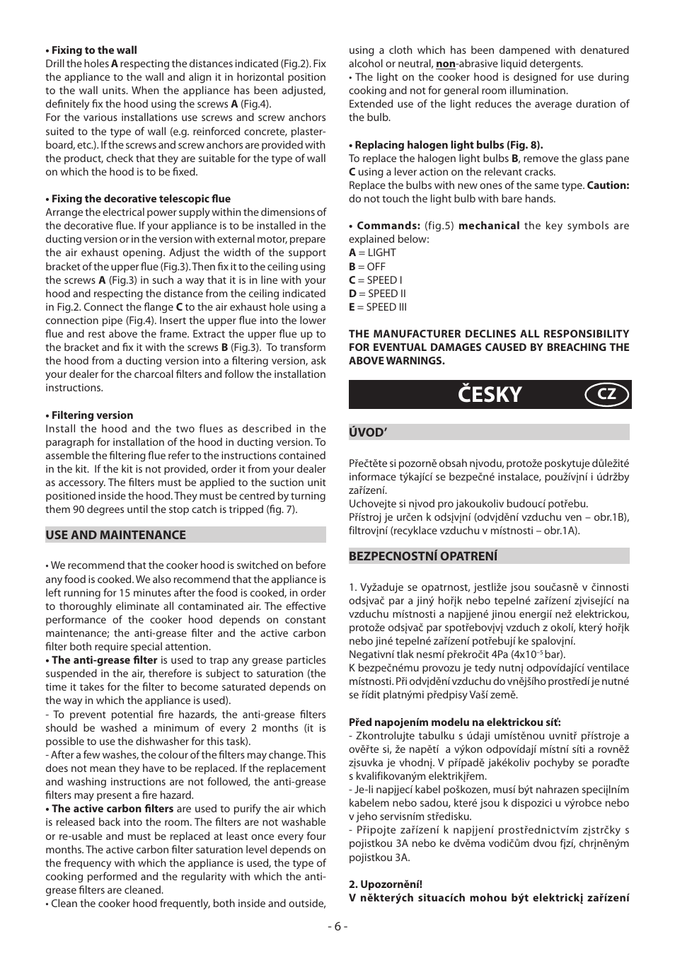 Česky | DeLonghi KD-LN60 User Manual | Page 6 / 48
