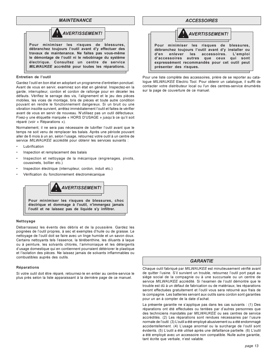 Milwaukee 6276 User Manual | Page 13 / 20