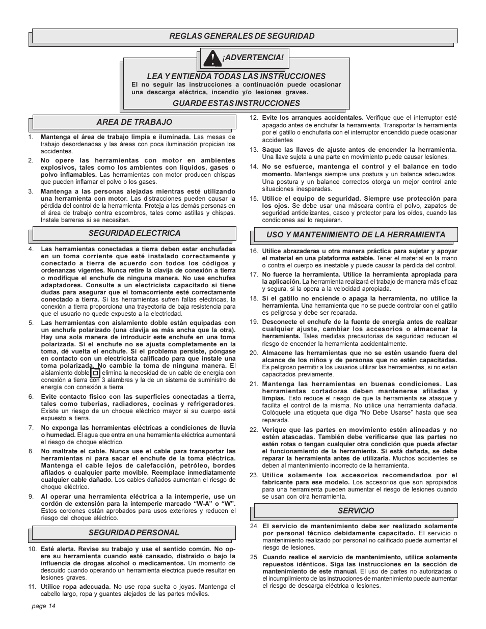 Milwaukee 6276 User Manual | Page 14 / 20