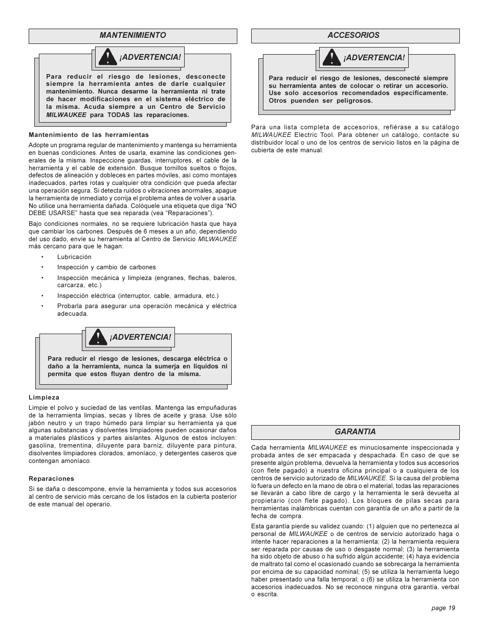 Milwaukee 6276 User Manual | Page 19 / 20