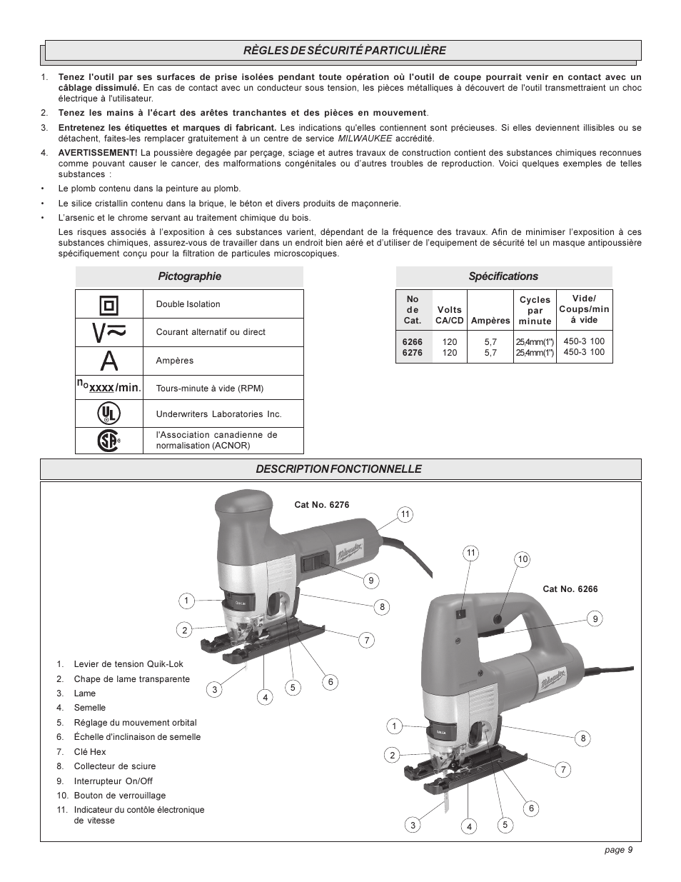 Milwaukee 6276 User Manual | Page 9 / 20