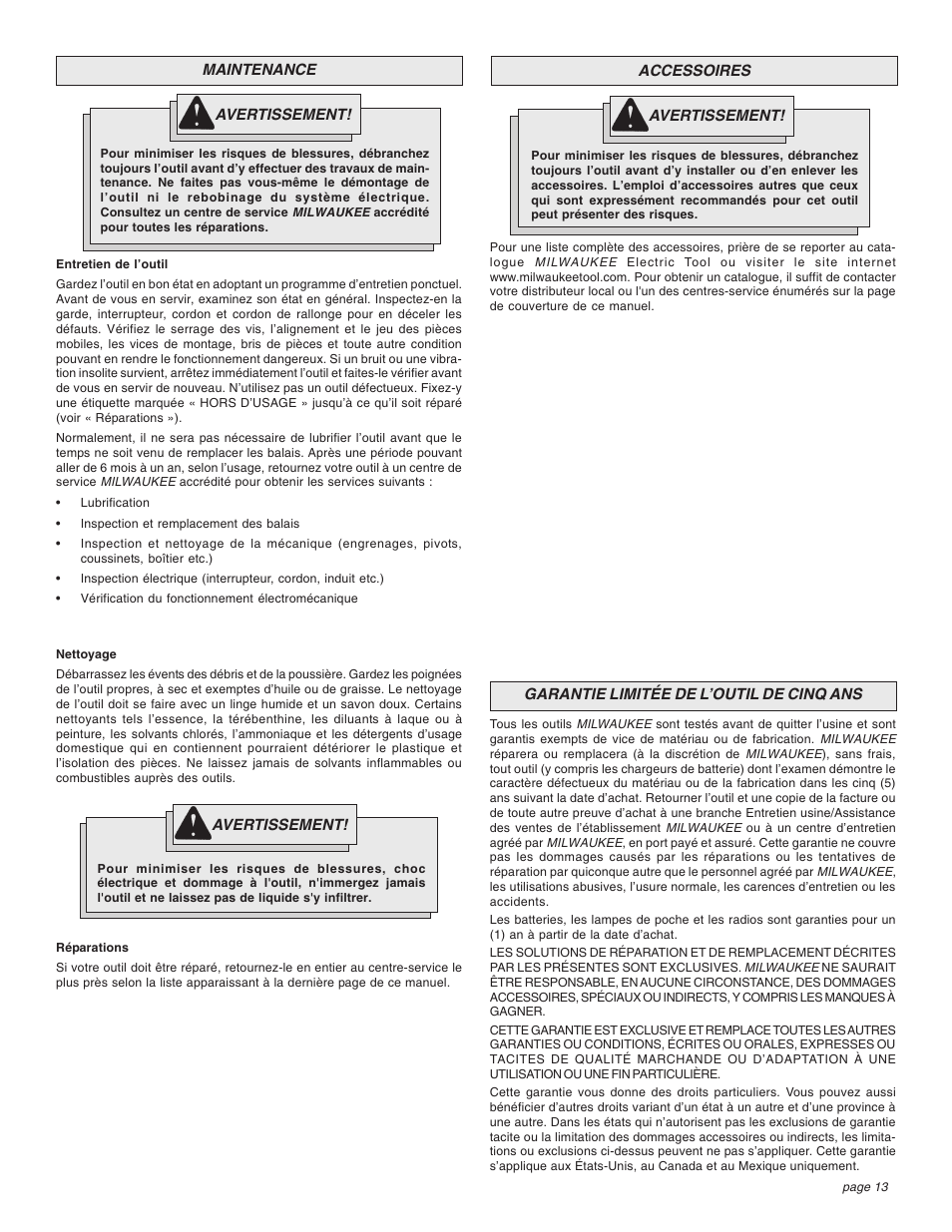 Milwaukee Impact Wrench User Manual | Page 13 / 20