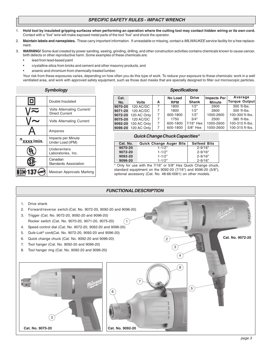Milwaukee Impact Wrench User Manual | Page 3 / 20