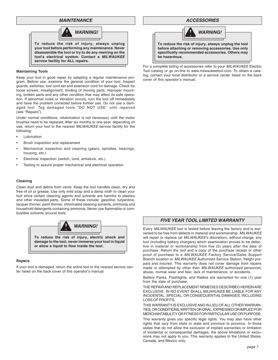 Milwaukee Impact Wrench User Manual | Page 7 / 20