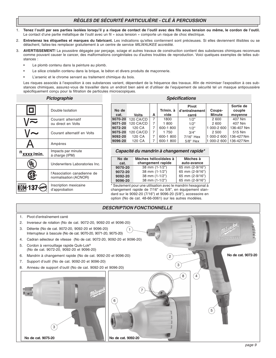 Milwaukee Impact Wrench User Manual | Page 9 / 20