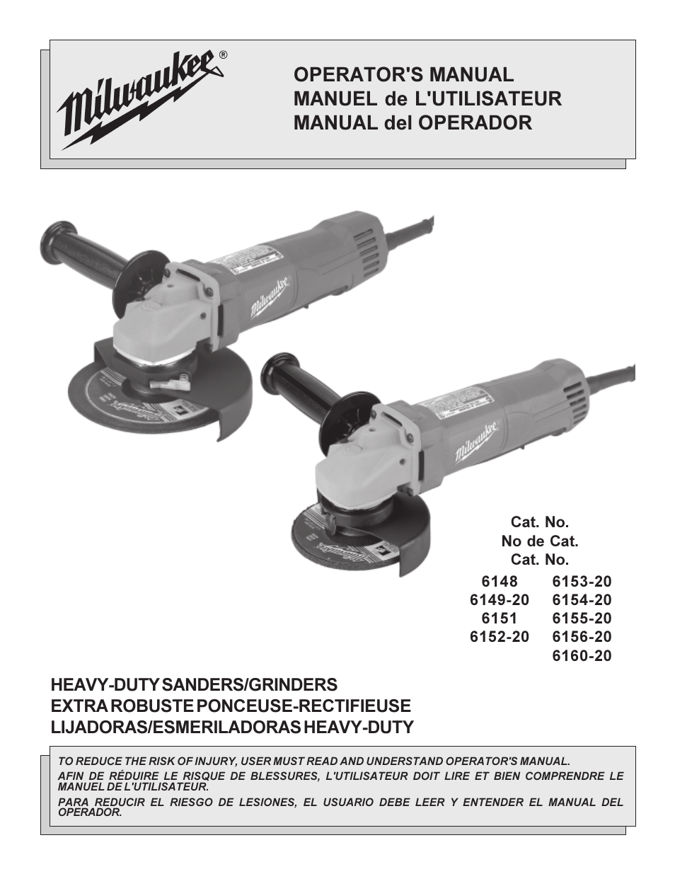 Milwaukee HEAVY-DUTYSANDERS 6148 User Manual | 32 pages