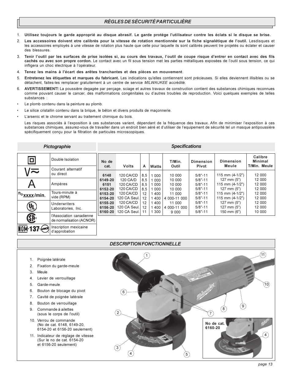 Milwaukee HEAVY-DUTYSANDERS 6148 User Manual | Page 13 / 32