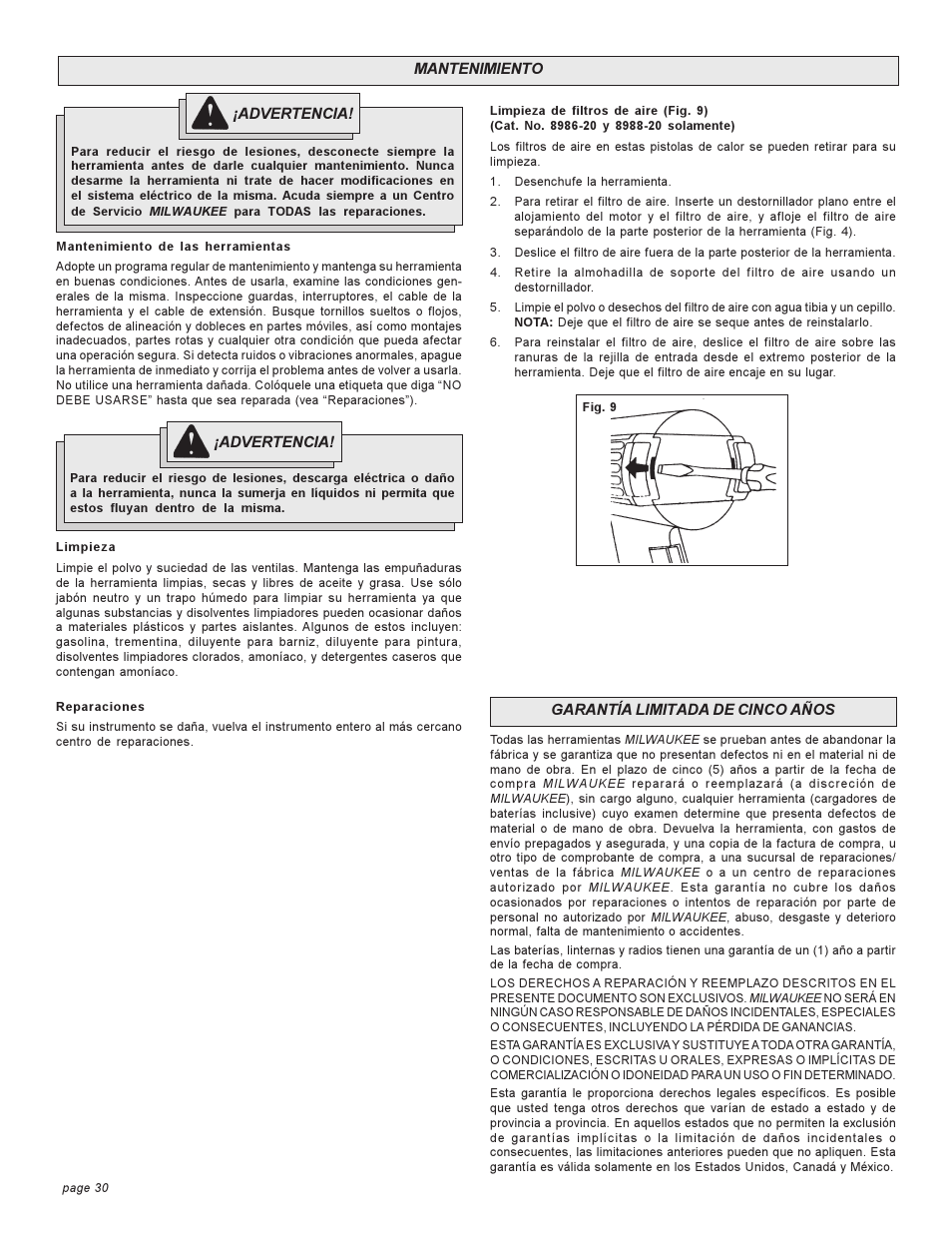 Milwaukee 8978 User Manual | Page 30 / 32