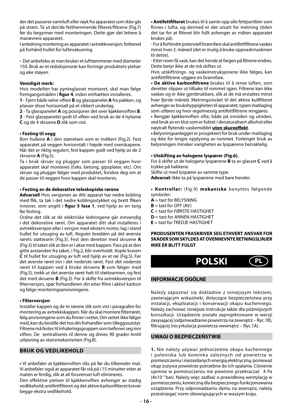 Polski | Beko CWB 9610 X  RU User Manual | Page 16 / 44