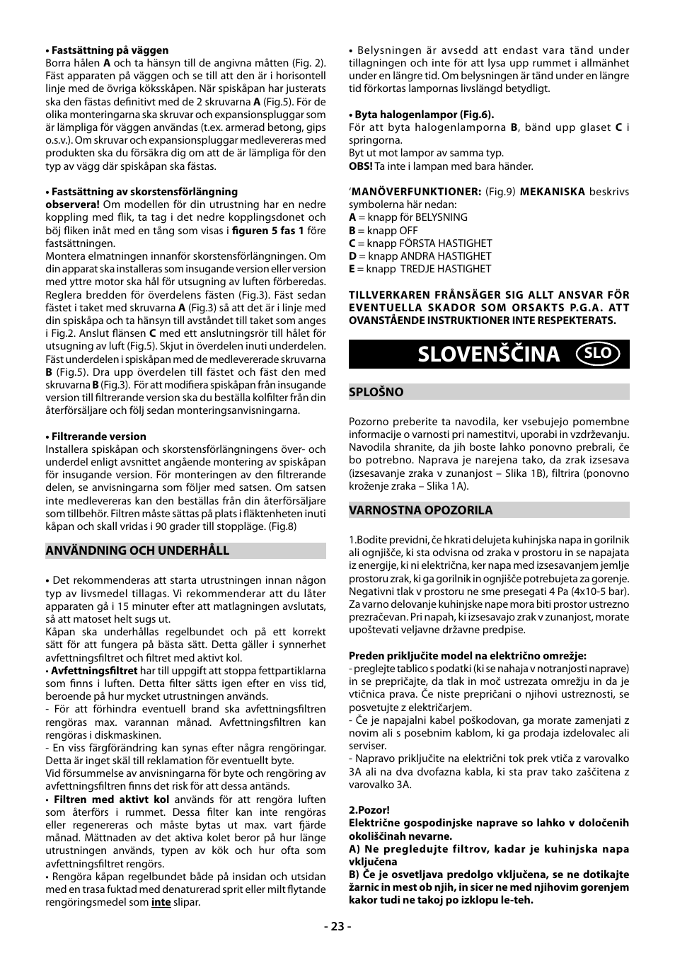 Slovenščina | Beko CWB 9610 X  RU User Manual | Page 23 / 44