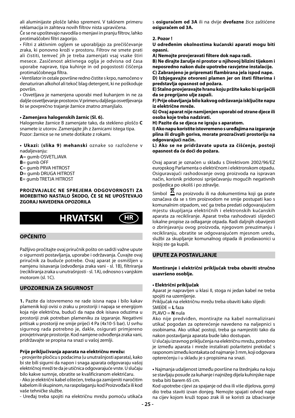 Hrvatski | Beko CWB 9610 X  RU User Manual | Page 25 / 44