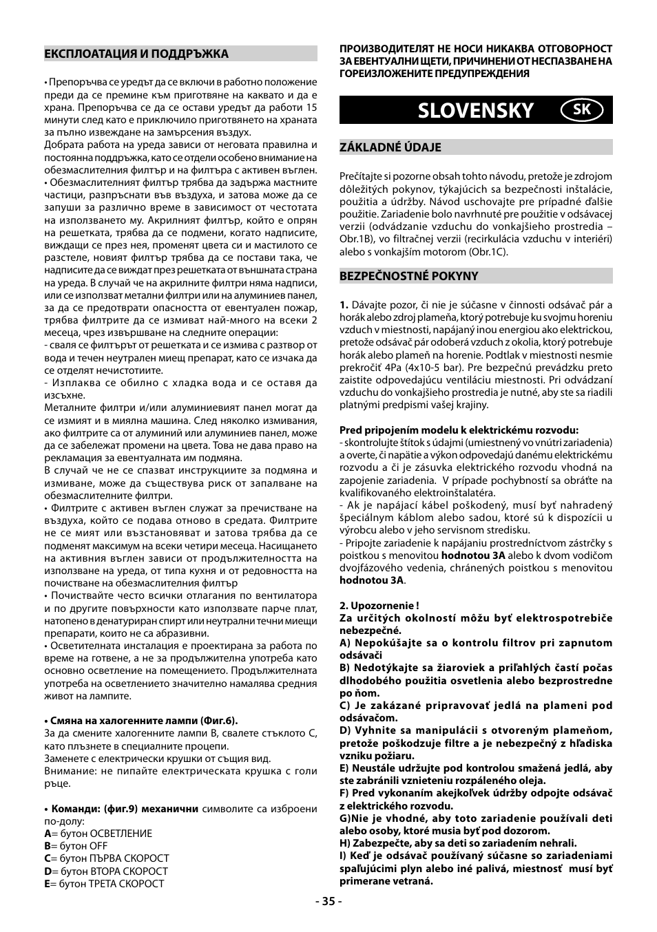 Slovensky | Beko CWB 9610 X  RU User Manual | Page 35 / 44