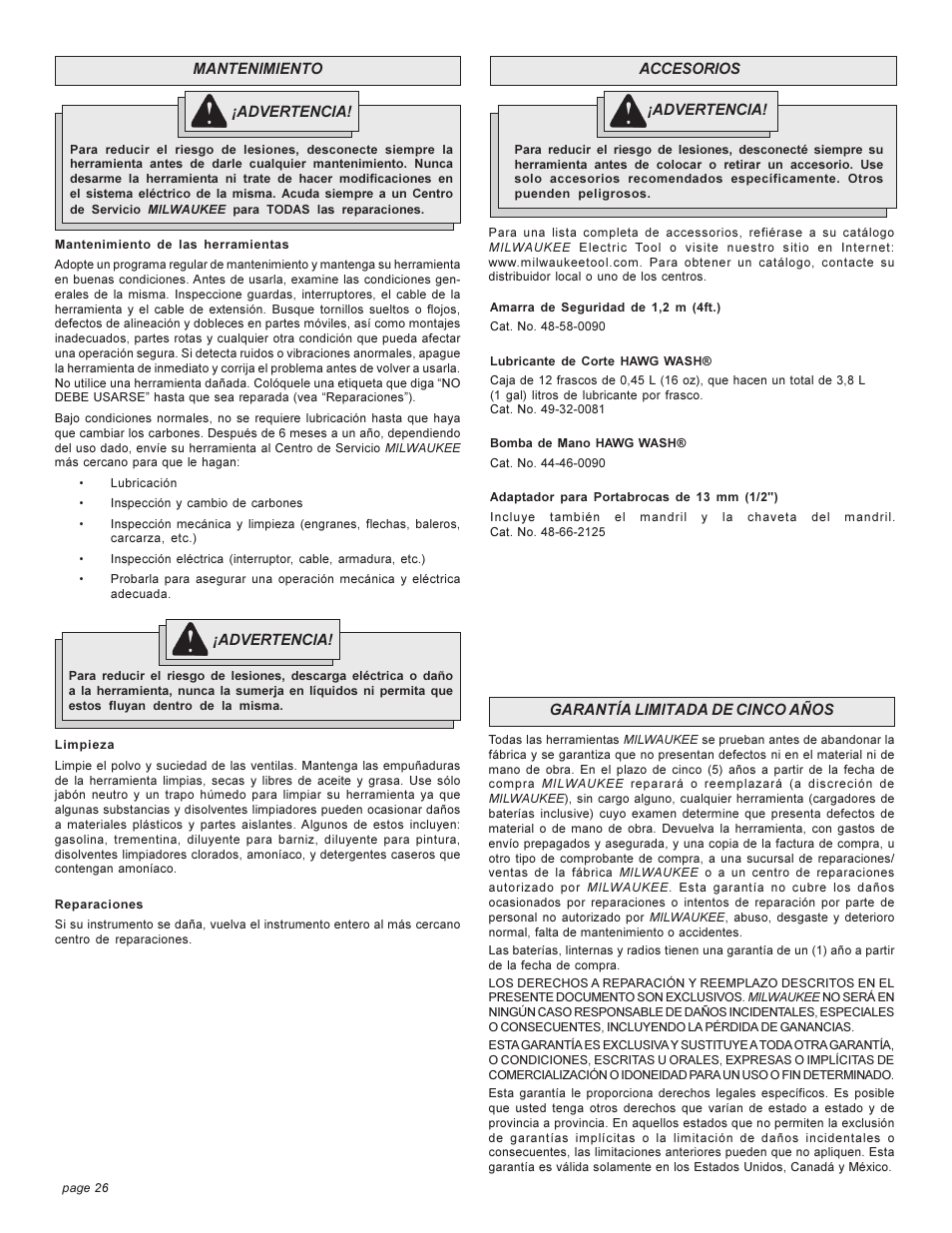 Milwaukee 4270-20 User Manual | Page 26 / 28