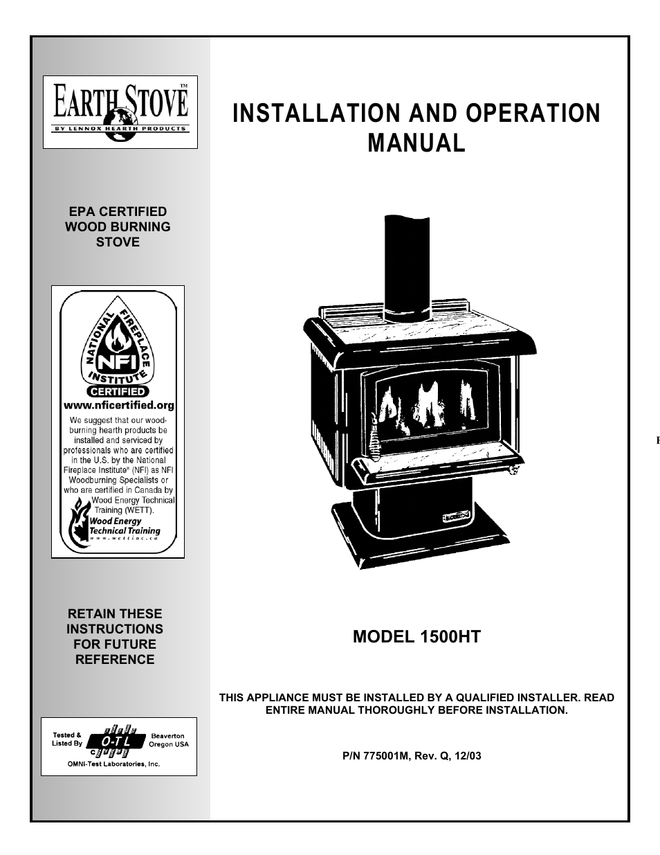 Milwaukee EARTHSTOVE 1500HT User Manual | 27 pages