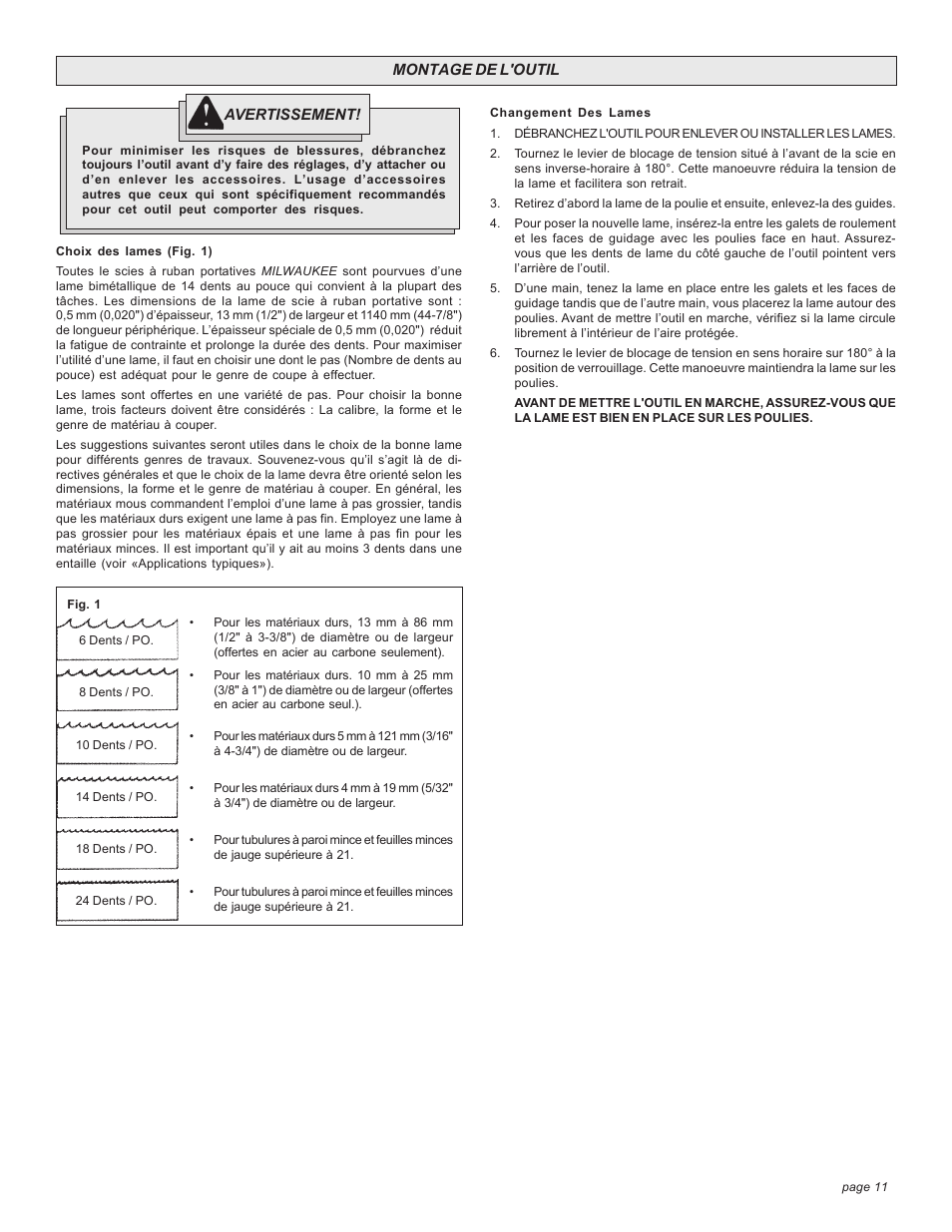 Milwaukee BAND SAW User Manual | Page 11 / 20