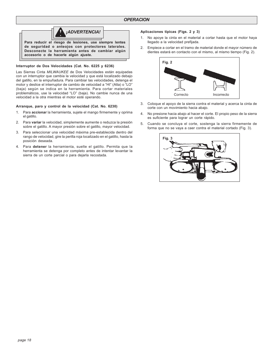 Milwaukee BAND SAW User Manual | Page 18 / 20