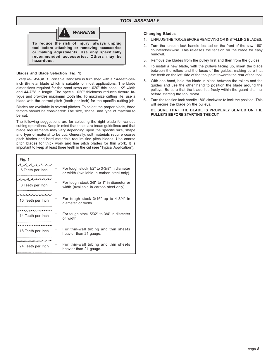 Milwaukee BAND SAW User Manual | Page 5 / 20