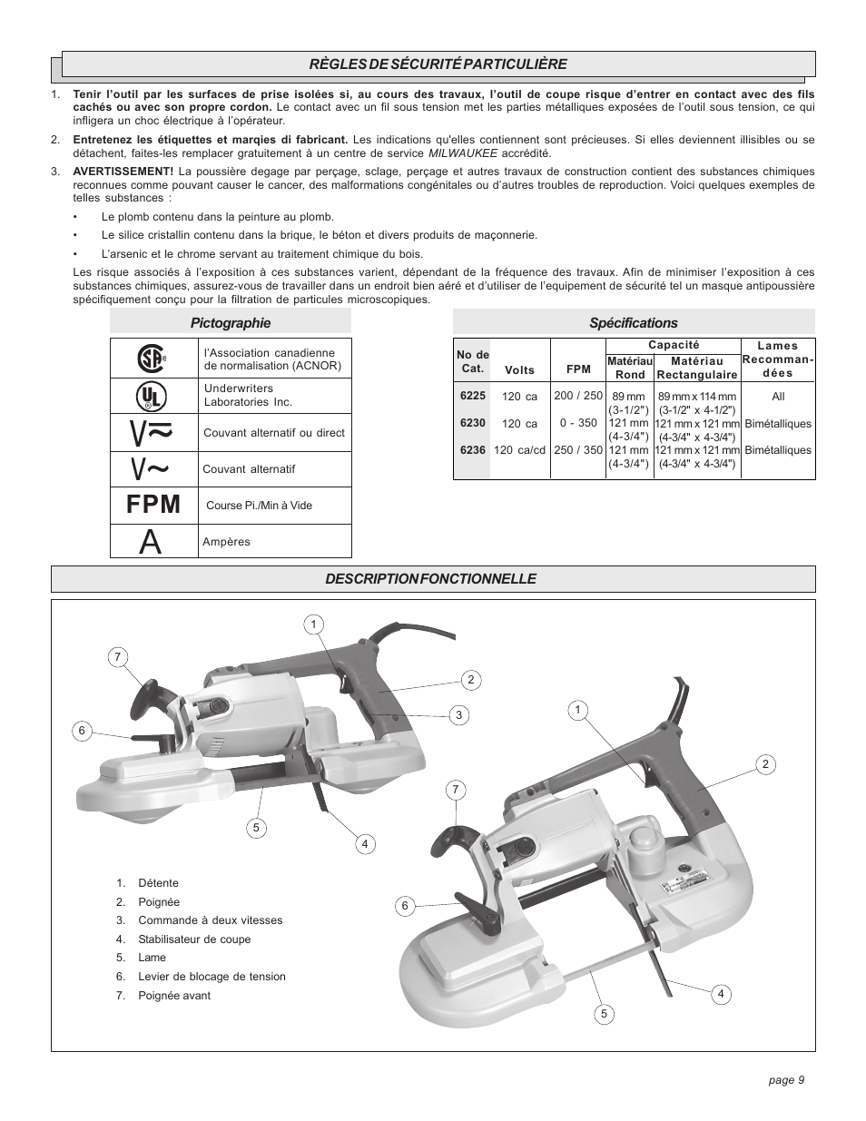 Milwaukee BAND SAW User Manual | Page 9 / 20