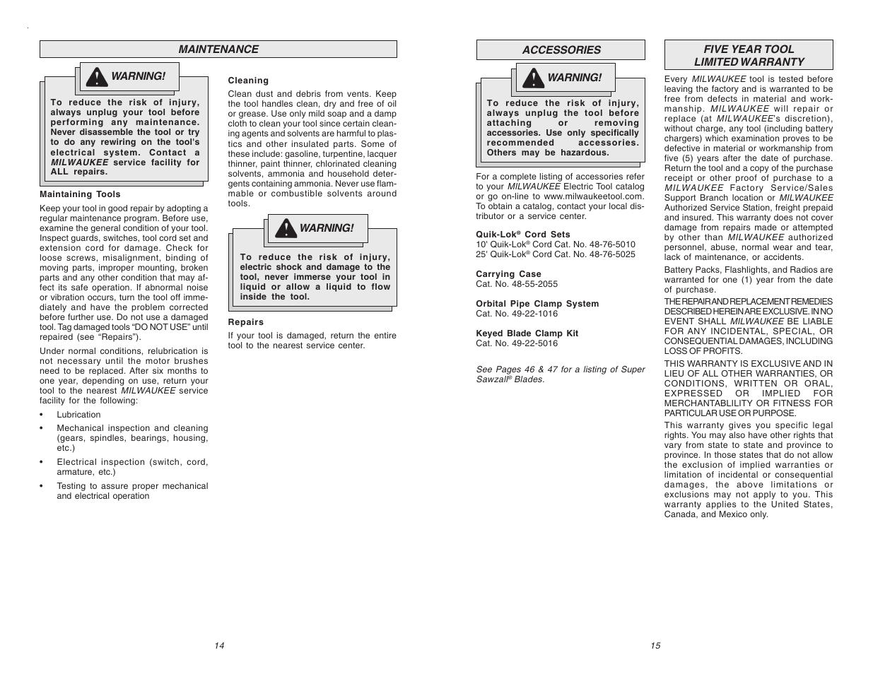 Milwaukee 6523-21 User Manual | Page 8 / 25