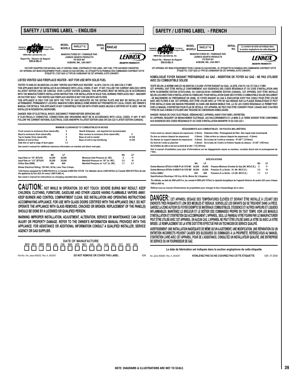 Caution, Danger | Milwaukee RAVL42 User Manual | Page 39 / 42
