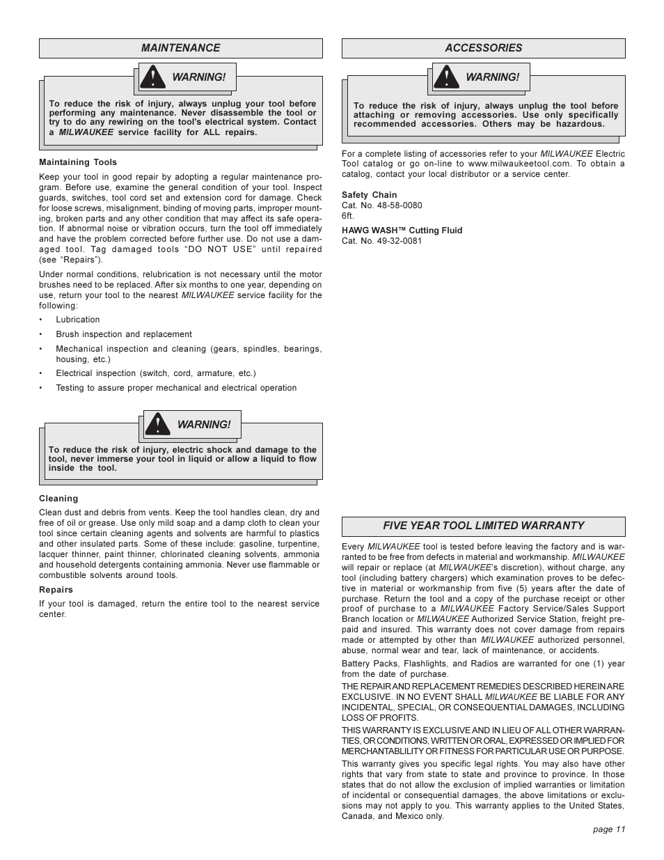 Milwaukee 4262-1 User Manual | Page 11 / 32