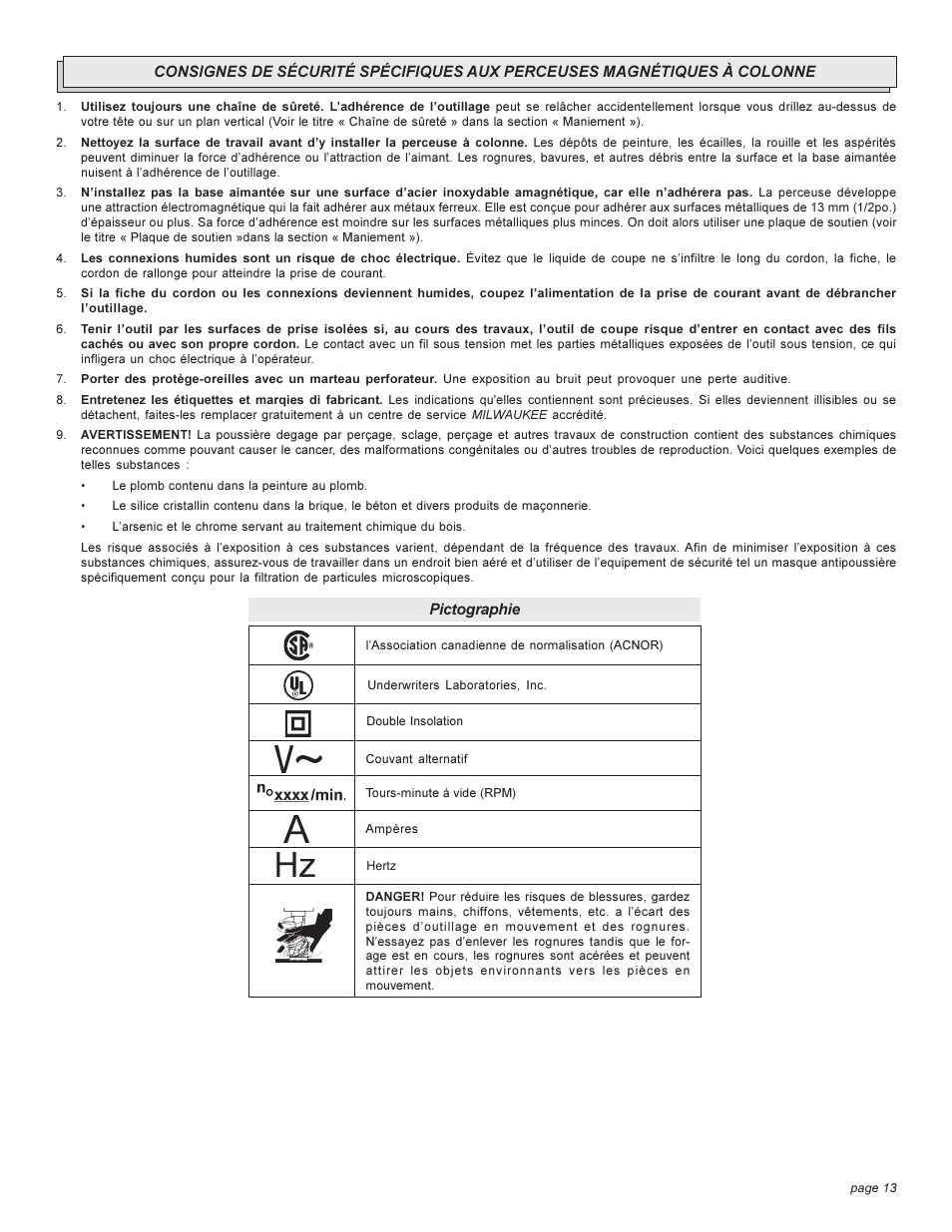 Milwaukee 4262-1 User Manual | Page 13 / 32
