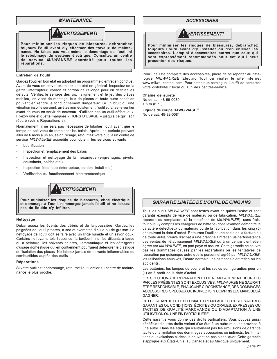 Milwaukee 4262-1 User Manual | Page 21 / 32