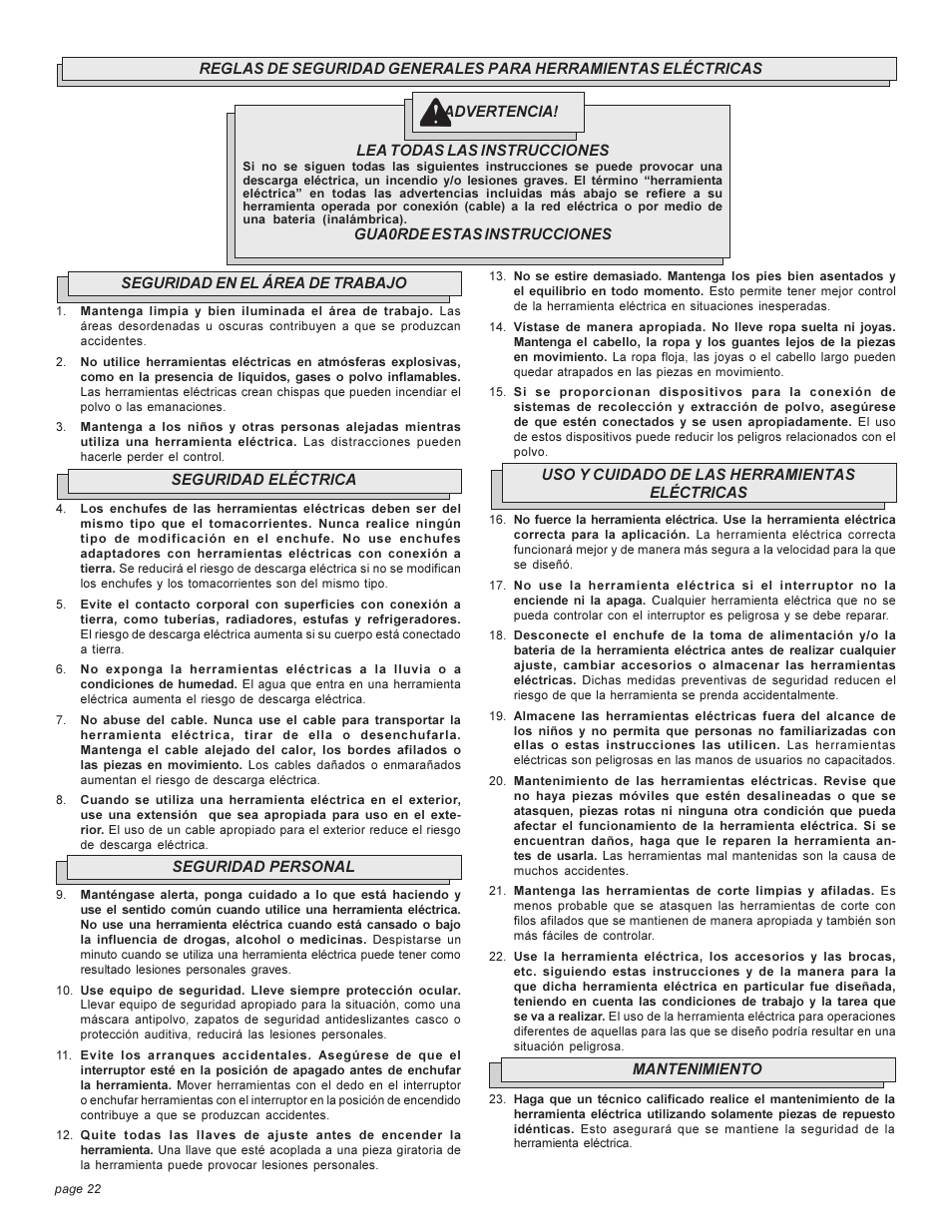 Milwaukee 4262-1 User Manual | Page 22 / 32