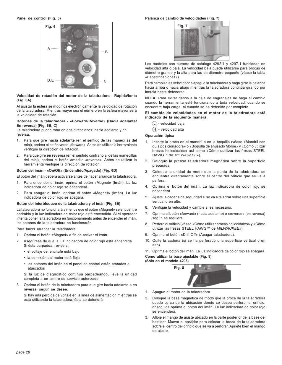 Milwaukee 4262-1 User Manual | Page 28 / 32