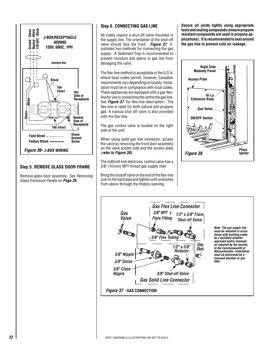 Gas valve, Gas solid line connector gas flex line connector | Milwaukee LSM40MP-2 User Manual | Page 22 / 32