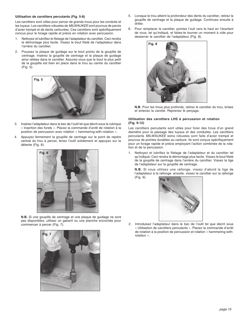 Milwaukee 1-1/2" User Manual | Page 15 / 28