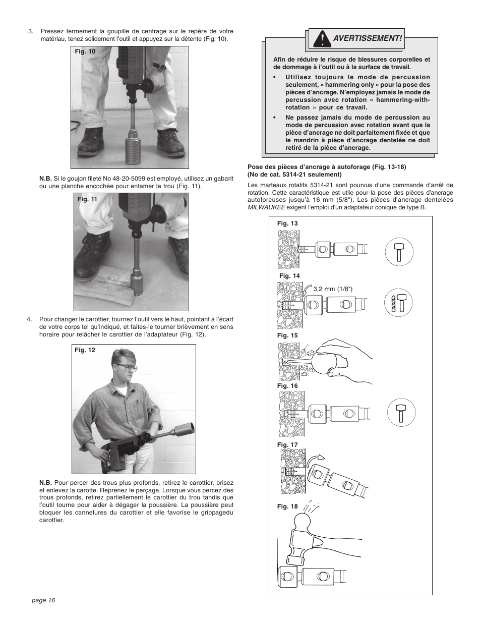 Milwaukee 1-1/2" User Manual | Page 16 / 28