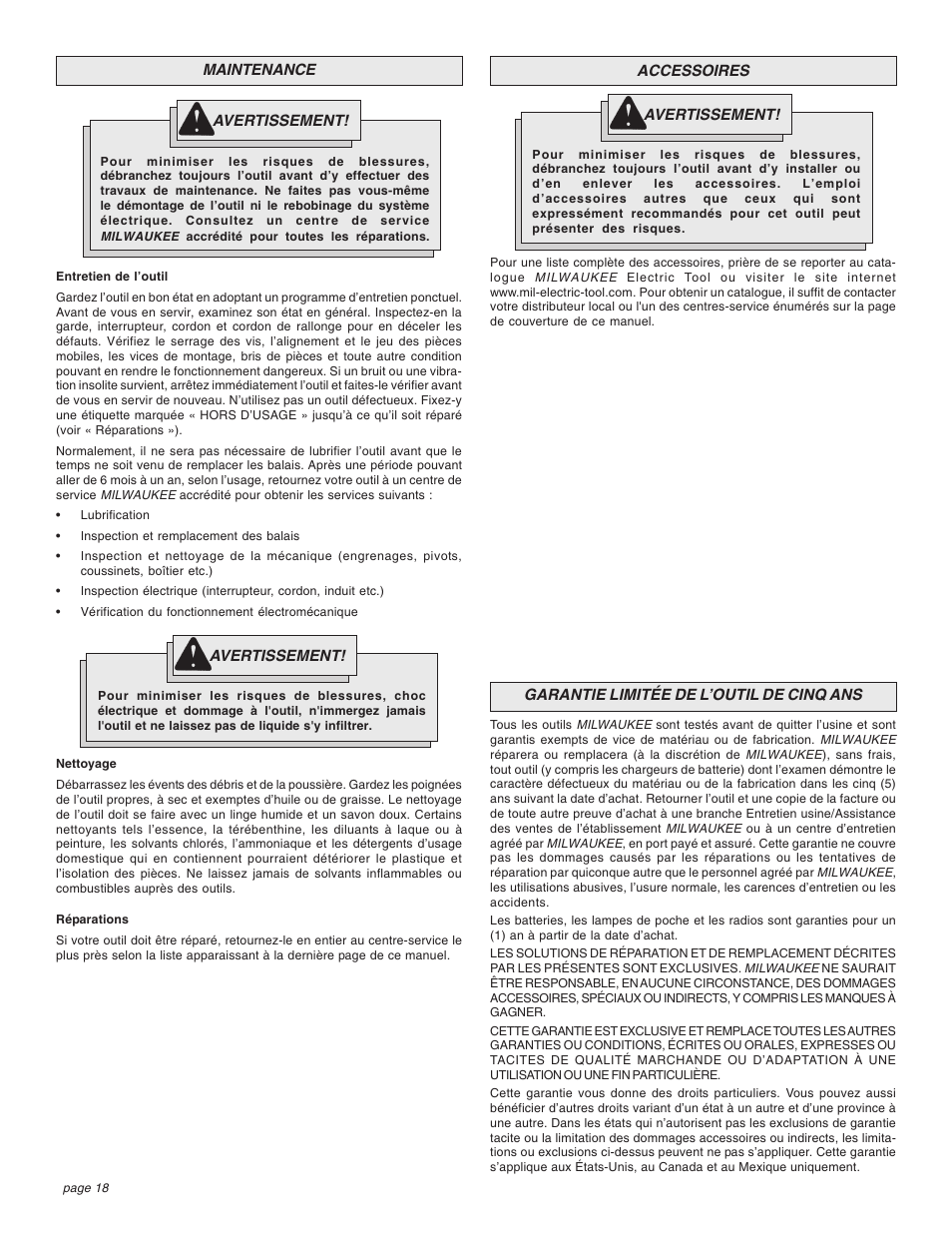 Milwaukee 1-1/2" User Manual | Page 18 / 28