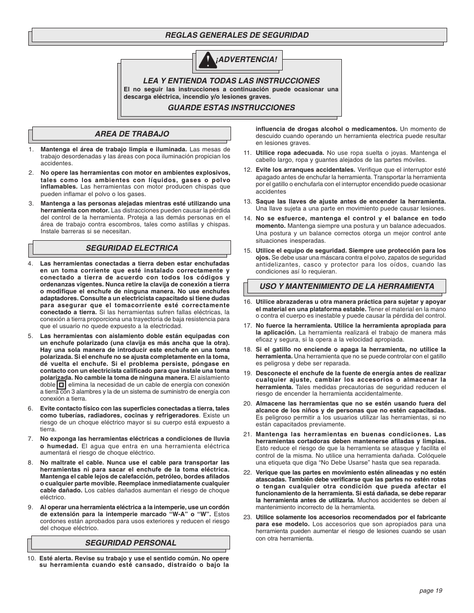 Milwaukee 1-1/2" User Manual | Page 19 / 28