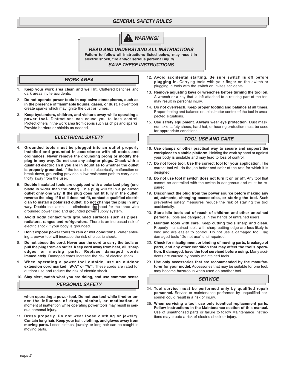 Milwaukee 1-1/2" User Manual | Page 2 / 28