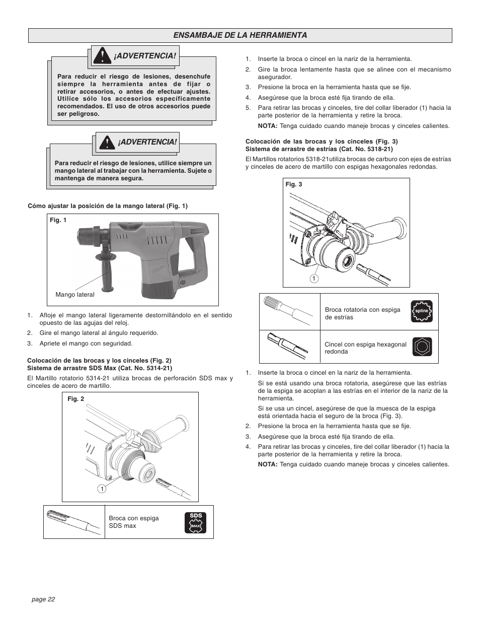 Milwaukee 1-1/2" User Manual | Page 22 / 28