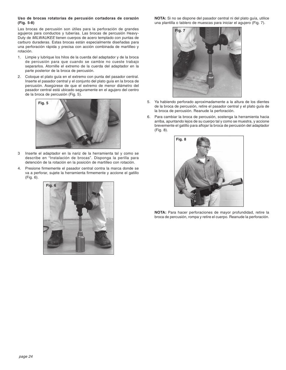 Milwaukee 1-1/2" User Manual | Page 24 / 28