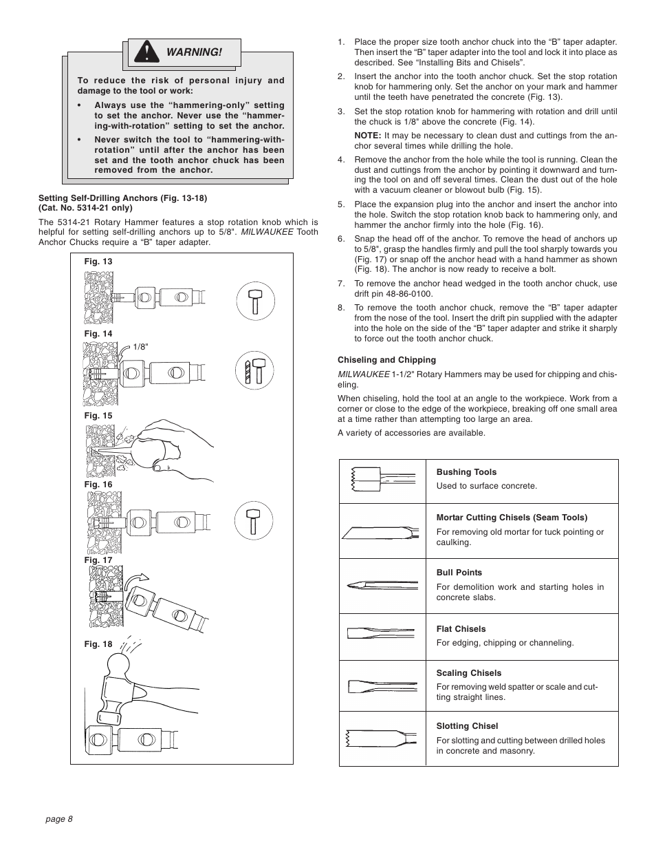 Milwaukee 1-1/2" User Manual | Page 8 / 28