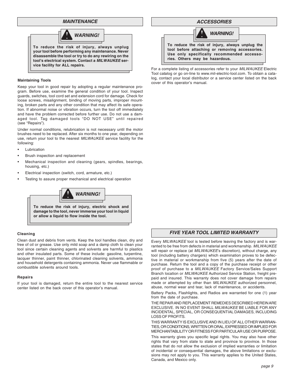 Milwaukee 1-1/2" User Manual | Page 9 / 28
