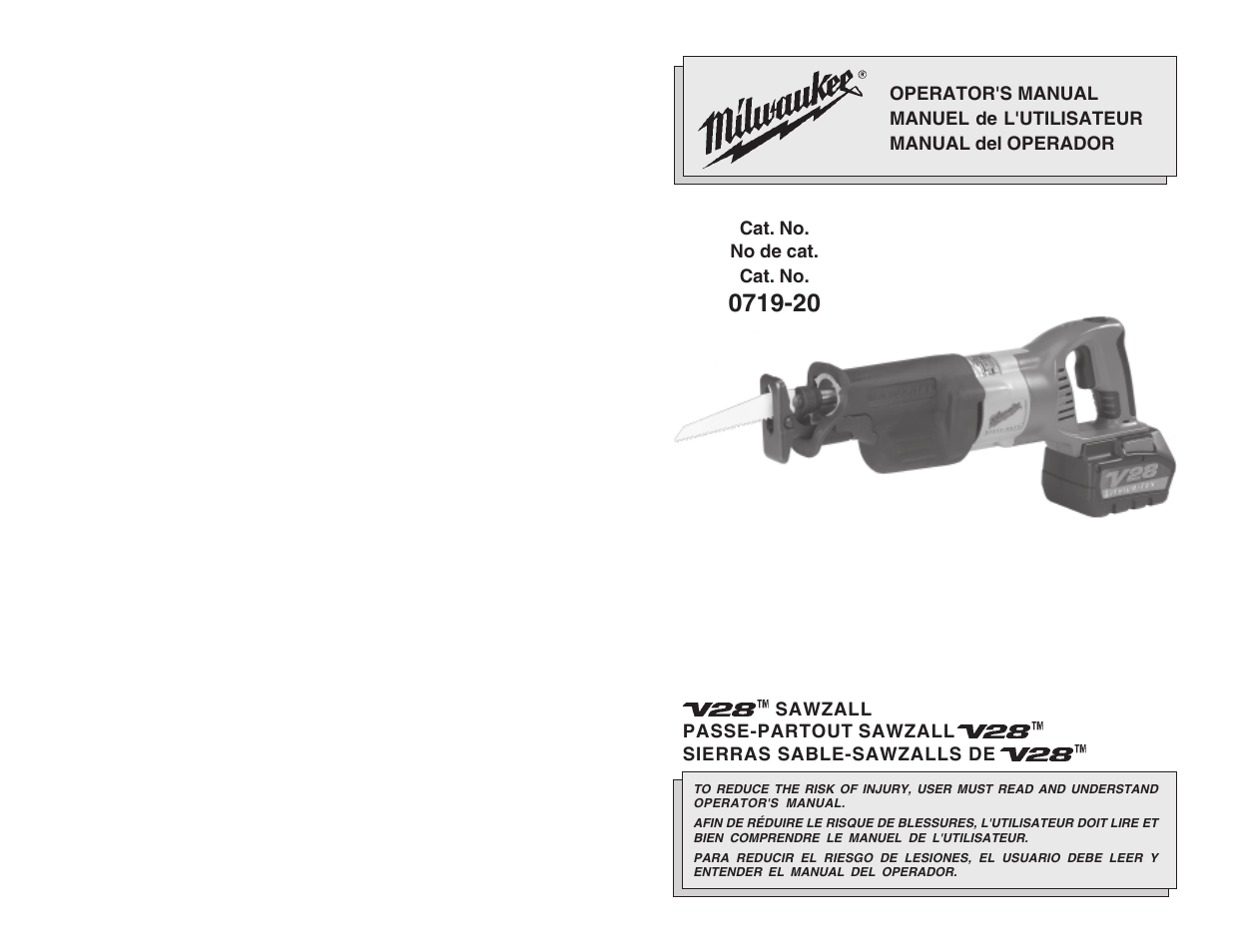 Milwaukee V28 0719-20 User Manual | 19 pages