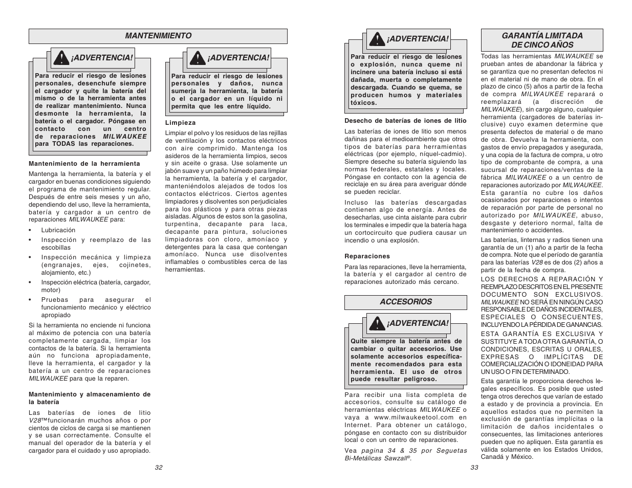 Milwaukee V28 0719-20 User Manual | Page 17 / 19