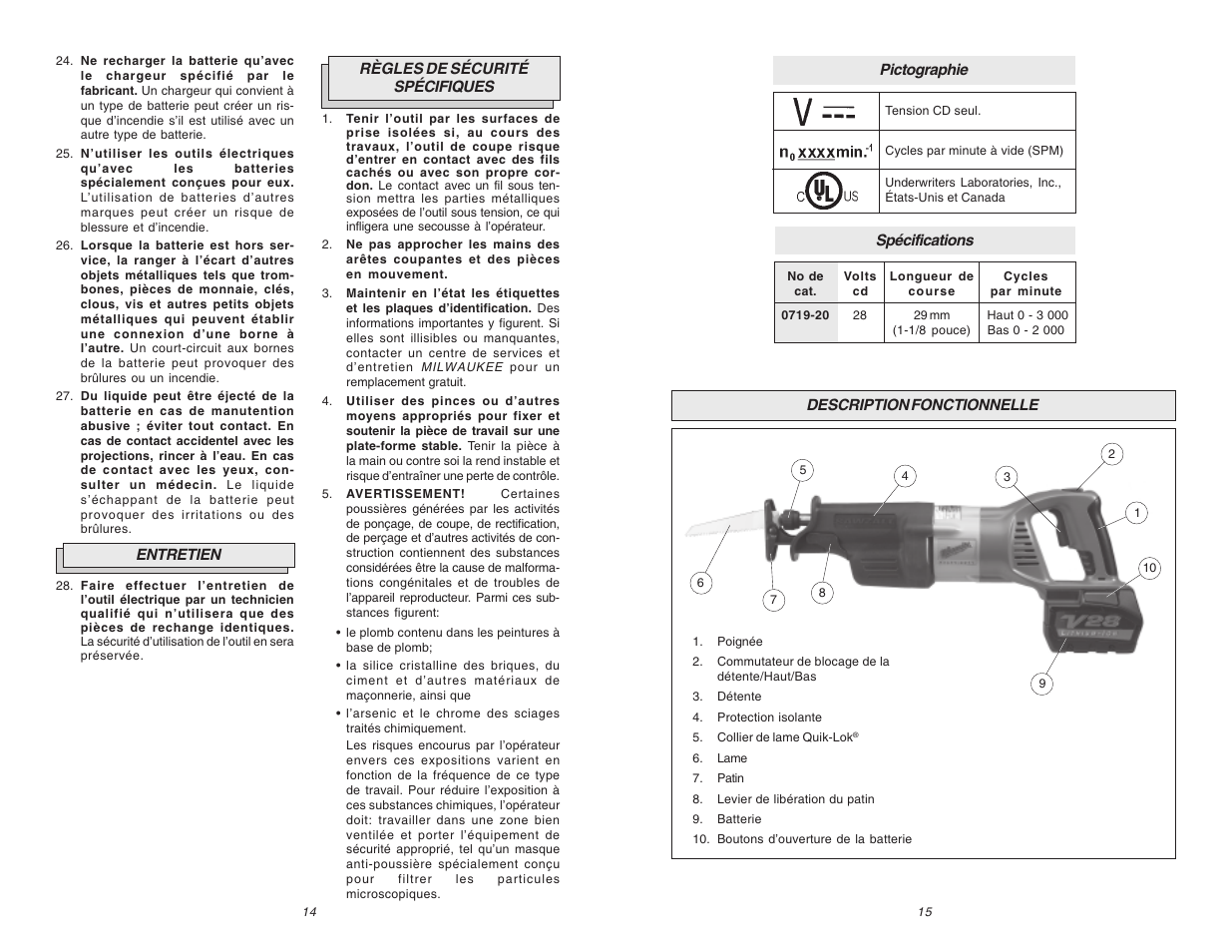 Milwaukee V28 0719-20 User Manual | Page 8 / 19