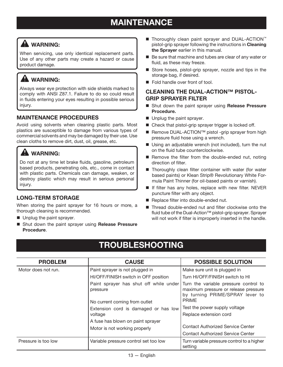 Troubleshooting, Maintenance | Milwaukee M4910-20 User Manual | Page 18 / 48