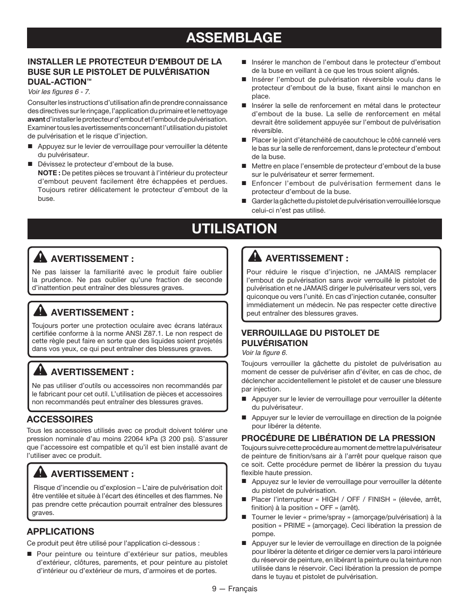 Assemblage, Utilisation | Milwaukee M4910-20 User Manual | Page 27 / 48