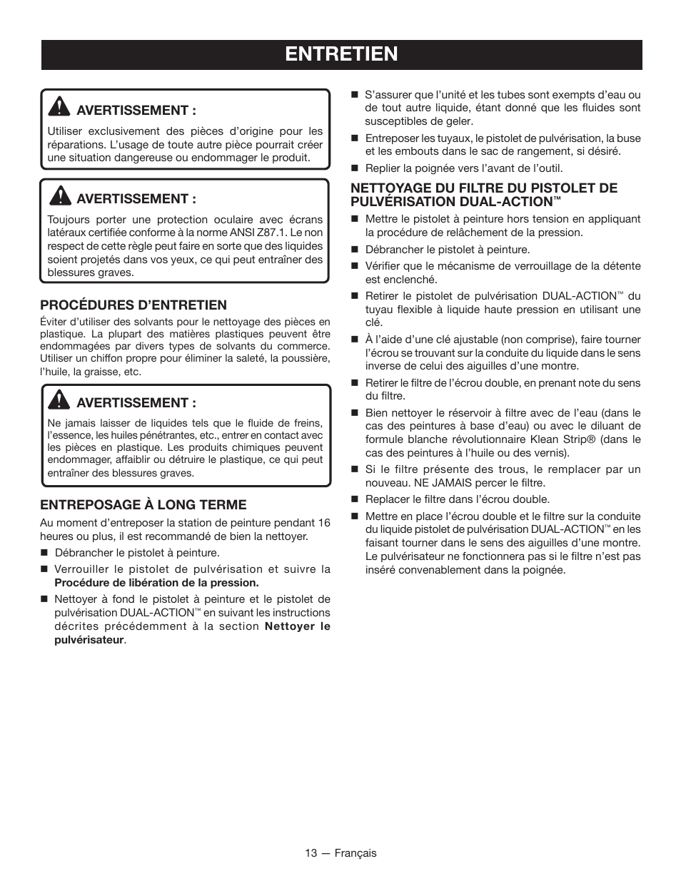 Entretien | Milwaukee M4910-20 User Manual | Page 31 / 48