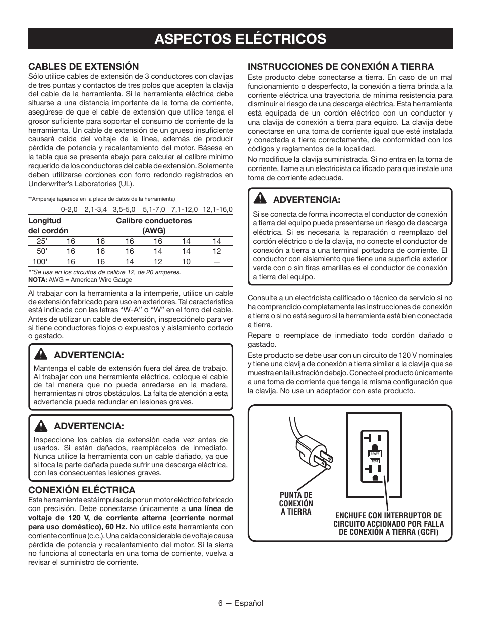 Aspectos eléctricos | Milwaukee M4910-20 User Manual | Page 38 / 48