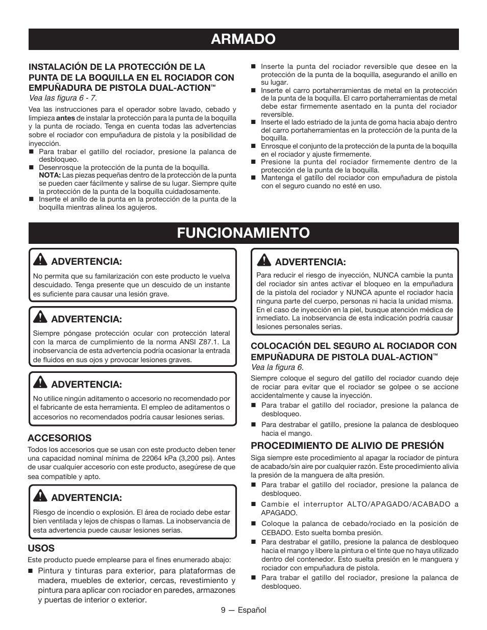 Armado, Funcionamiento | Milwaukee M4910-20 User Manual | Page 41 / 48