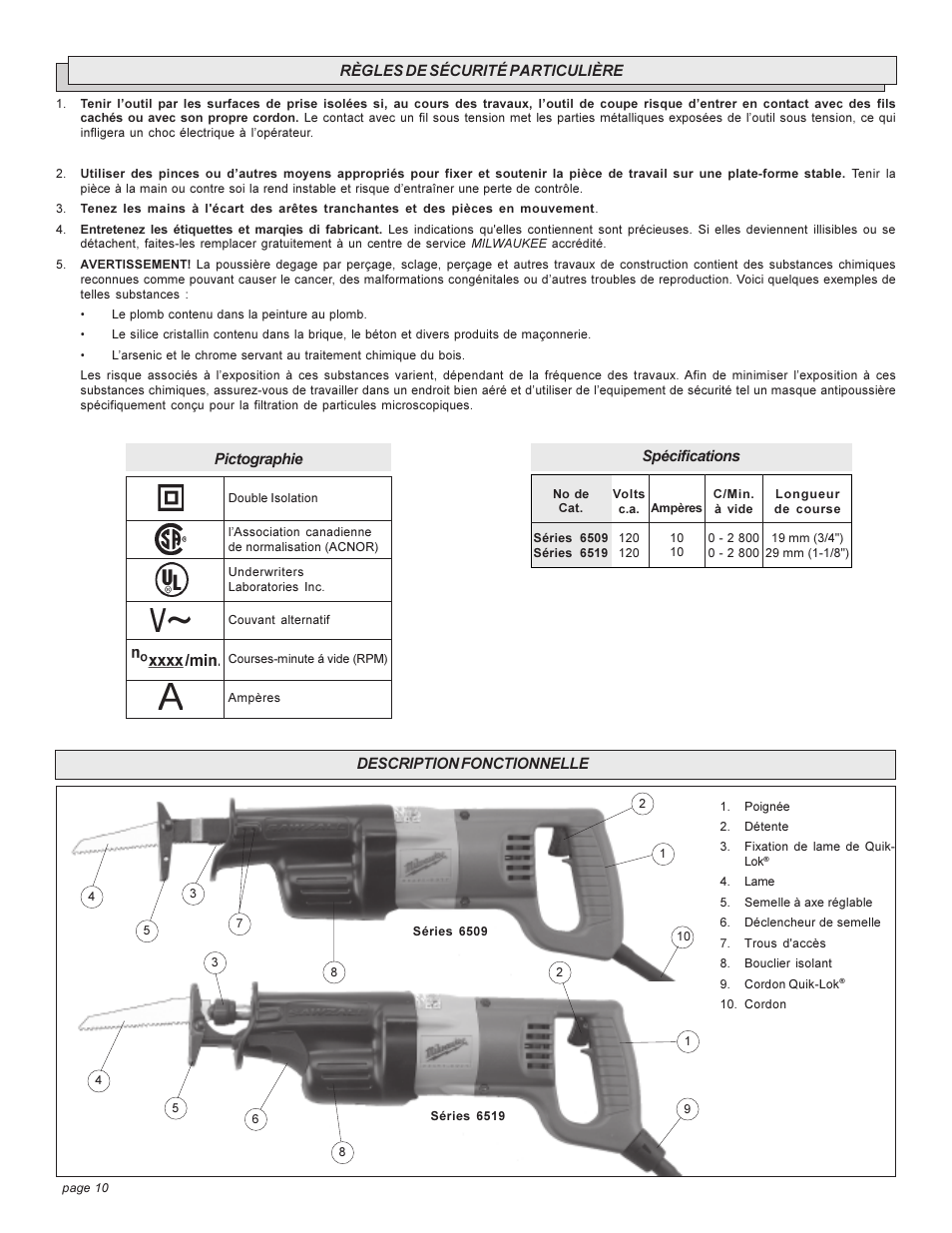 Milwaukee 6509 User Manual | Page 10 / 24