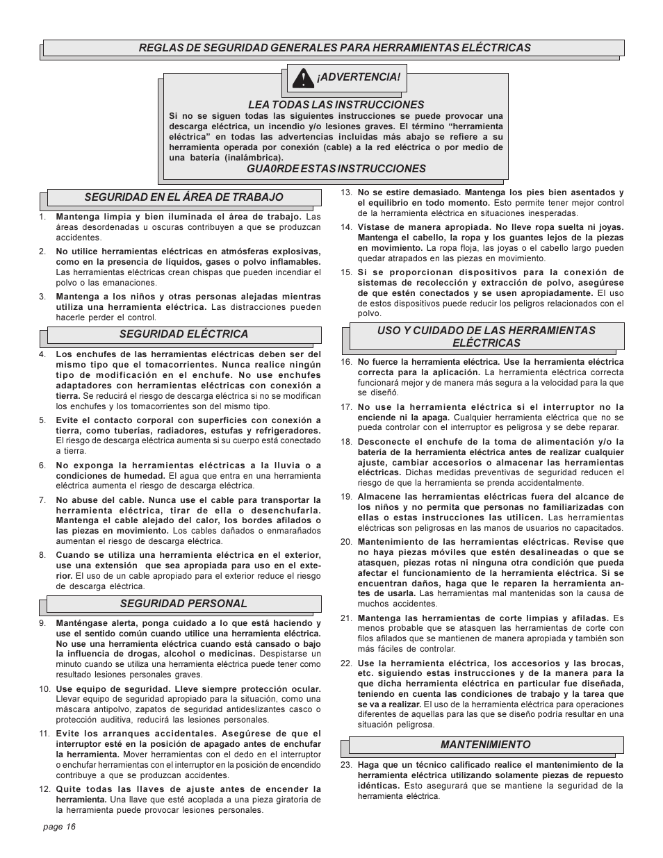 Milwaukee 6509 User Manual | Page 16 / 24