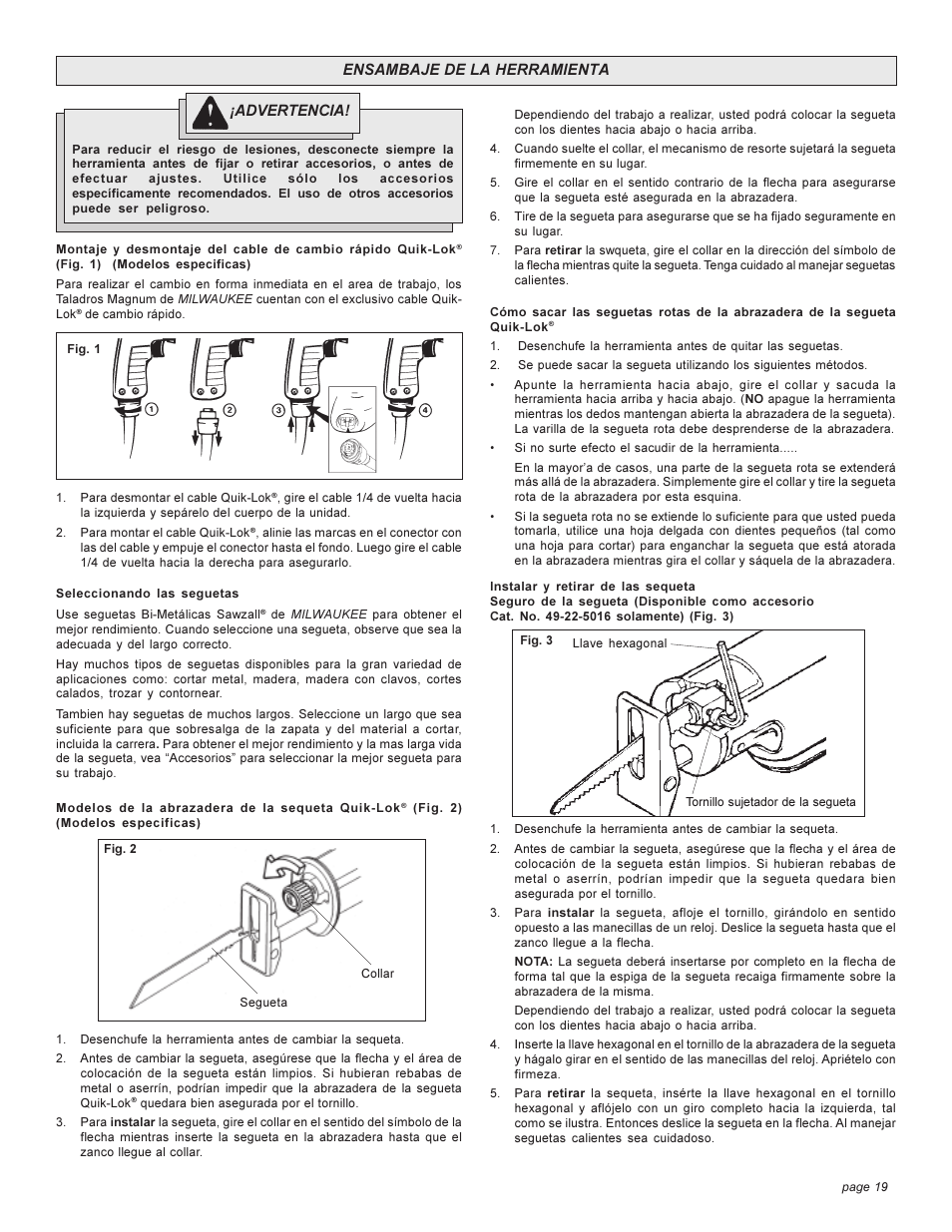 Milwaukee 6509 User Manual | Page 19 / 24